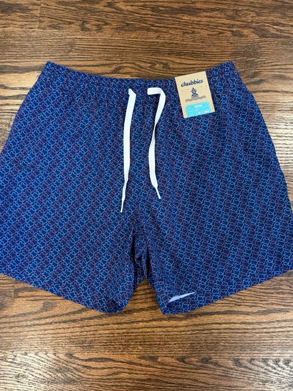 Chubbies Men's Navy Patterned Swim Trunks-NWT
